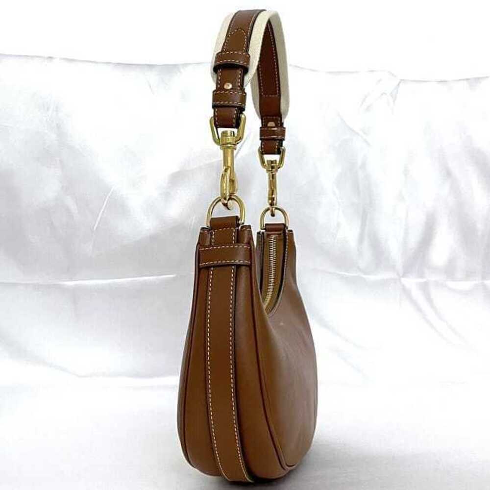 Celine Shoulder Bag Ava Strap Brown Hobo Leather Shoulder Zipper Logo One Point - Picture 2 of 10
